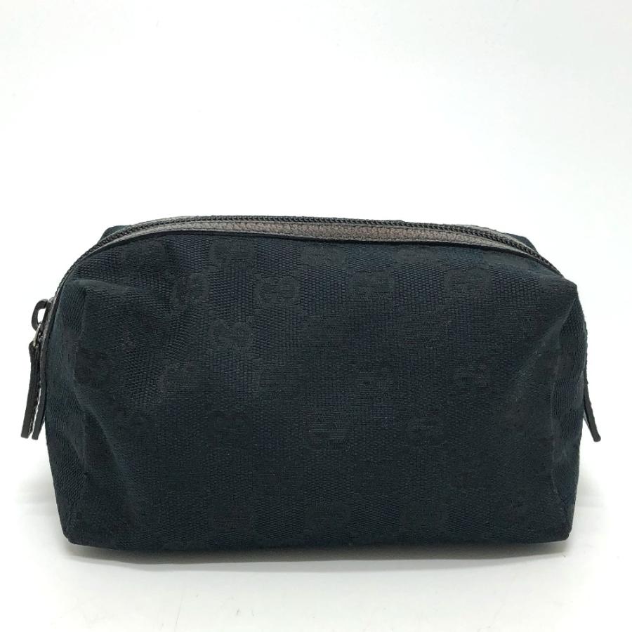 GUCCIグッチGGミニポーチキャンバス×レザーブラックaq10473