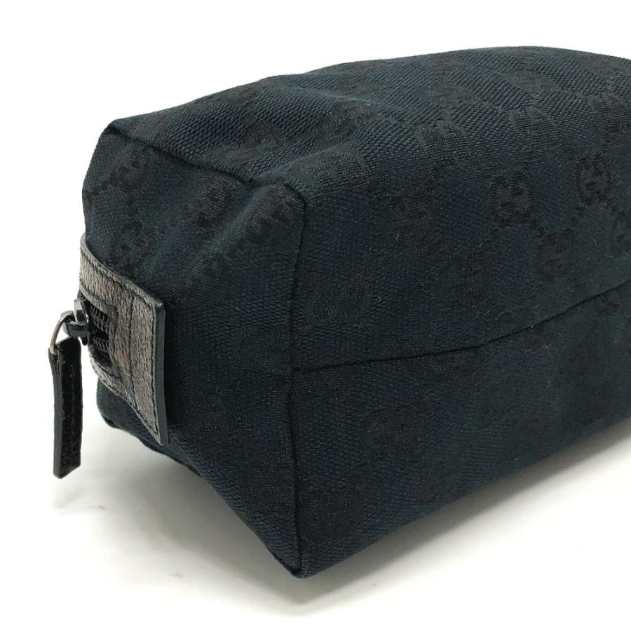 GUCCIグッチGGミニポーチキャンバス×レザーブラックaq10473