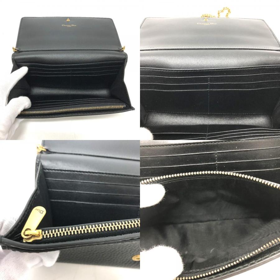 Dior ディオール ロゴ/斜め掛け JADIOR カバン チェーンウォレット ショルダーバッグ レザー ブラック レディース【中古】 |  | 08