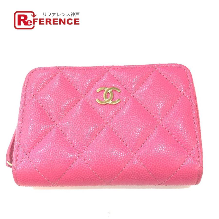 CHANEL シャネル AP0216 CC ココマーク マトラッセ 小銭入れ コインケース ソフトキャビアスキン ピンク レディース【中古】 | CHANEL
