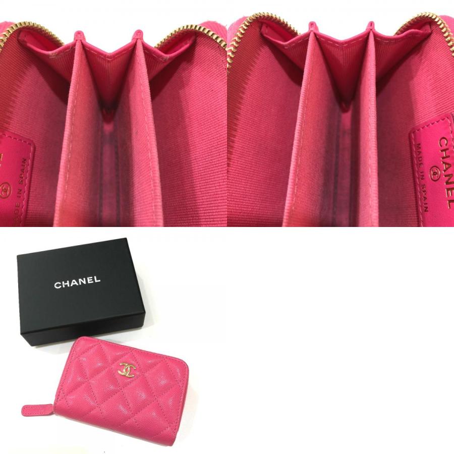 CHANEL シャネル AP0216 CC ココマーク マトラッセ 小銭入れ コインケース ソフトキャビアスキン ピンク レディース【中古】 | CHANEL | 09