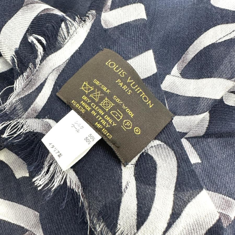 LOUIS VUITTON ルイヴィトン MP1813 エトール・リボン ストール シルク ネイビー ユニセックス【中古】 | LOUIS VUITTON | 04