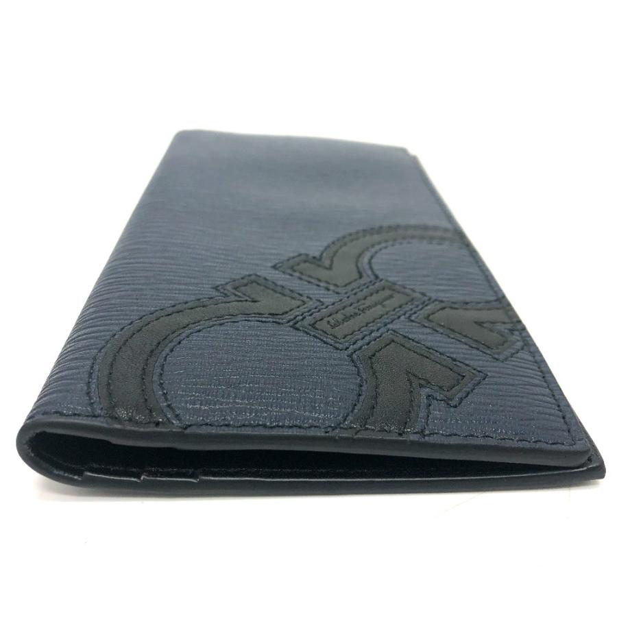 Salvatore Ferragamo サルヴァトーレフェラガモ ガンチーニ 札入れ 財布 長財布 レザー ネイビー メンズ【中古】 |  | 02