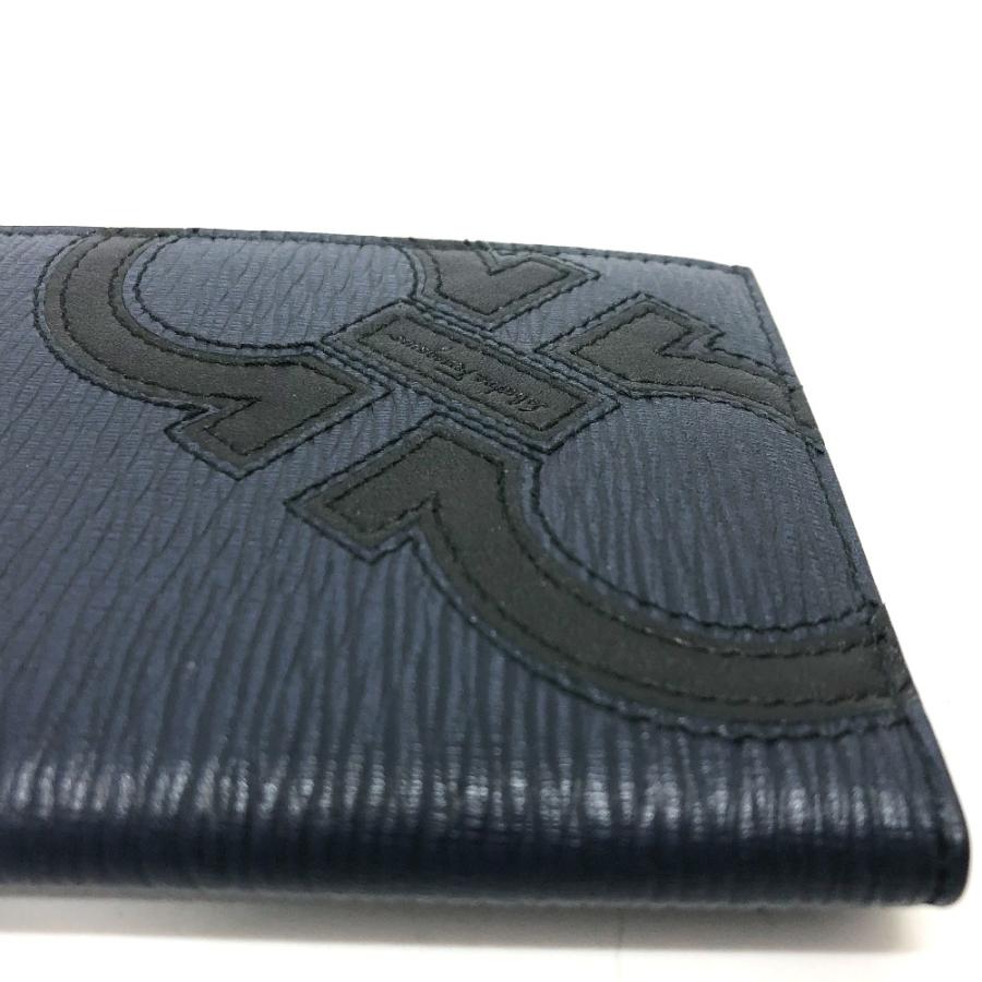 Salvatore Ferragamo サルヴァトーレフェラガモ ガンチーニ 札入れ 財布 長財布 レザー ネイビー メンズ【中古】 |  | 04