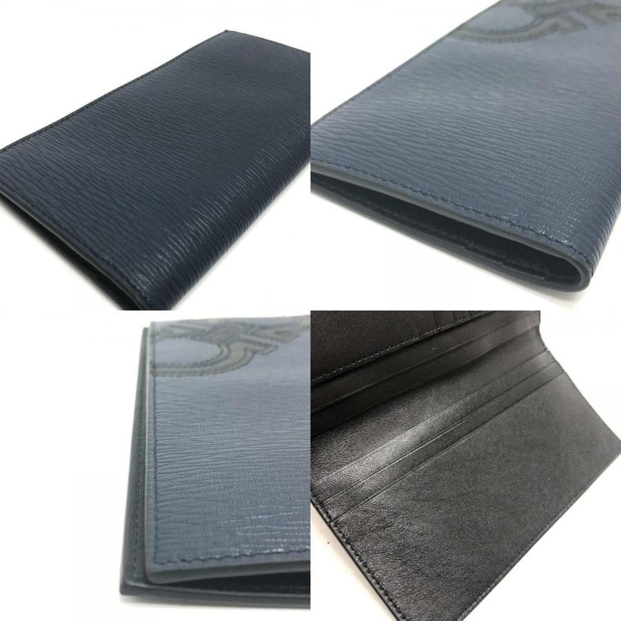 Salvatore Ferragamo サルヴァトーレフェラガモ ガンチーニ 札入れ 財布 長財布 レザー ネイビー メンズ【中古】 |  | 07