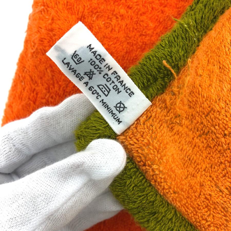 HERMES エルメス Hロゴ ビーチタオル ブランケット コットン オレンジ 