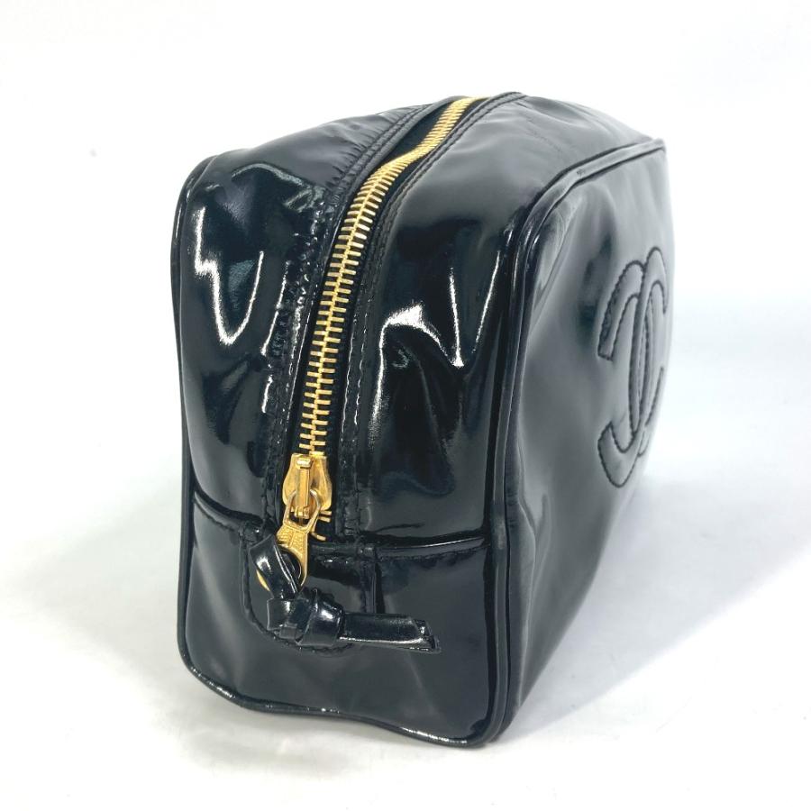 CHANEL シャネル メイクポーチ 化粧ポーチ CC ココマーク ポーチ ブラック レディース【中古】 | CHANEL | 03