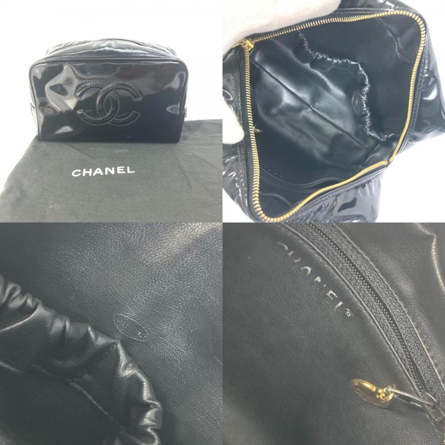 CHANEL シャネル メイクポーチ 化粧ポーチ CC ココマーク ポーチ ブラック レディース【中古】 | CHANEL | 09