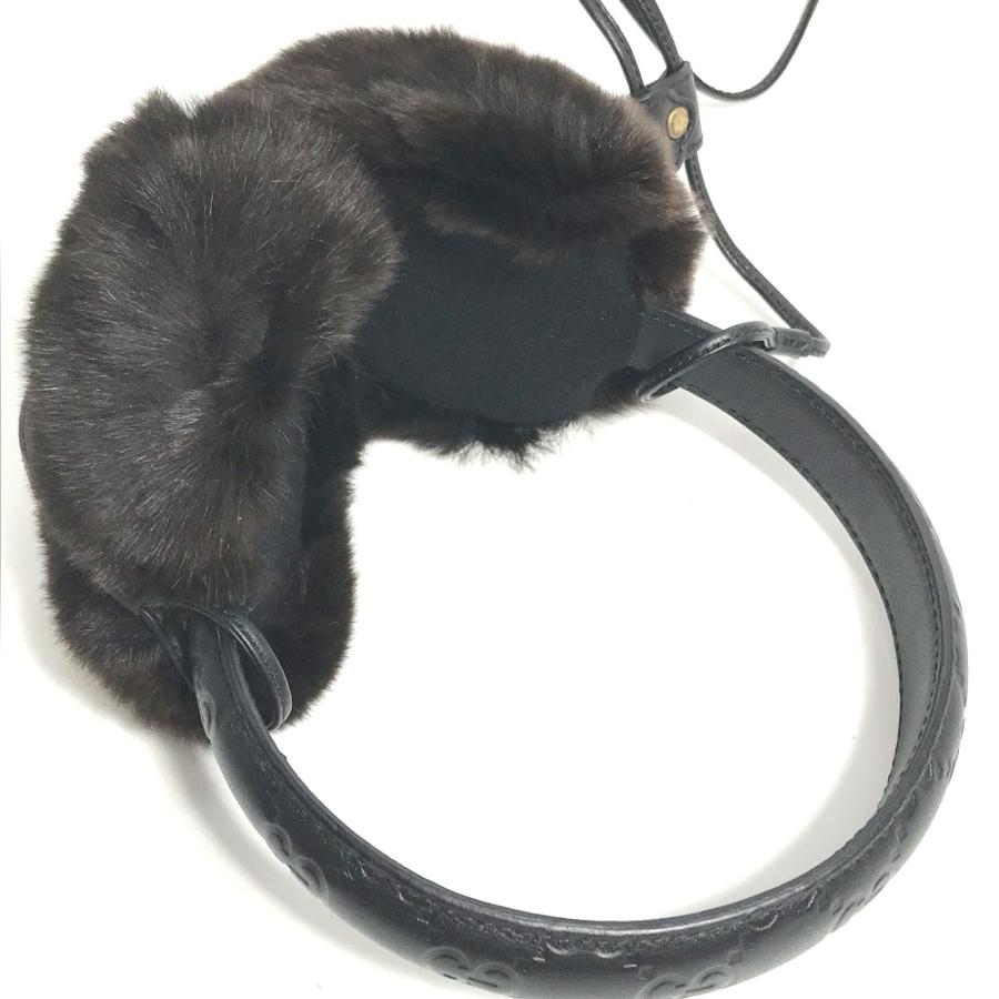 GUCCI グッチ 245929  ファー モコモコ 紐つき 耳あて イヤーマフラー イヤーウォーマー グッチシマ GG イヤーマフ ブラック レディース【中古】 | GUCCI | 07
