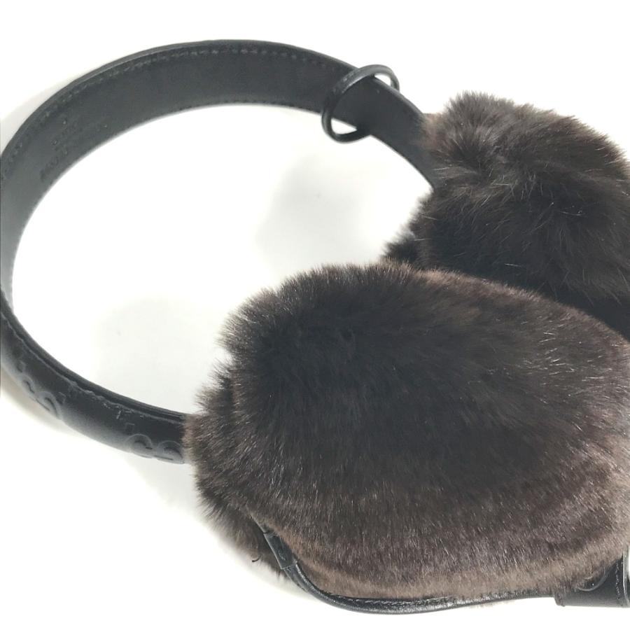 GUCCI グッチ 245929  ファー モコモコ 紐つき 耳あて イヤーマフラー イヤーウォーマー グッチシマ GG イヤーマフ ブラック レディース【中古】 | GUCCI | 08