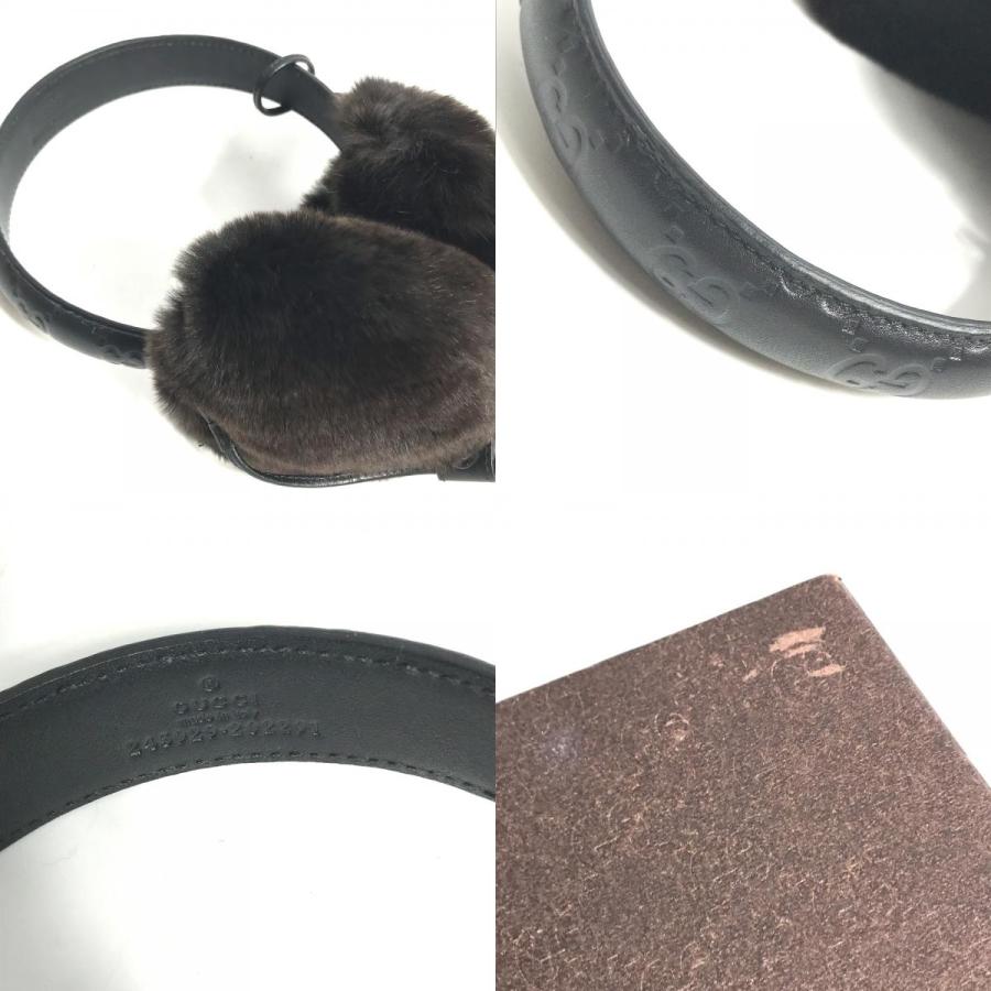 GUCCI グッチ 245929  ファー モコモコ 紐つき 耳あて イヤーマフラー イヤーウォーマー グッチシマ GG イヤーマフ ブラック レディース【中古】 | GUCCI | 09