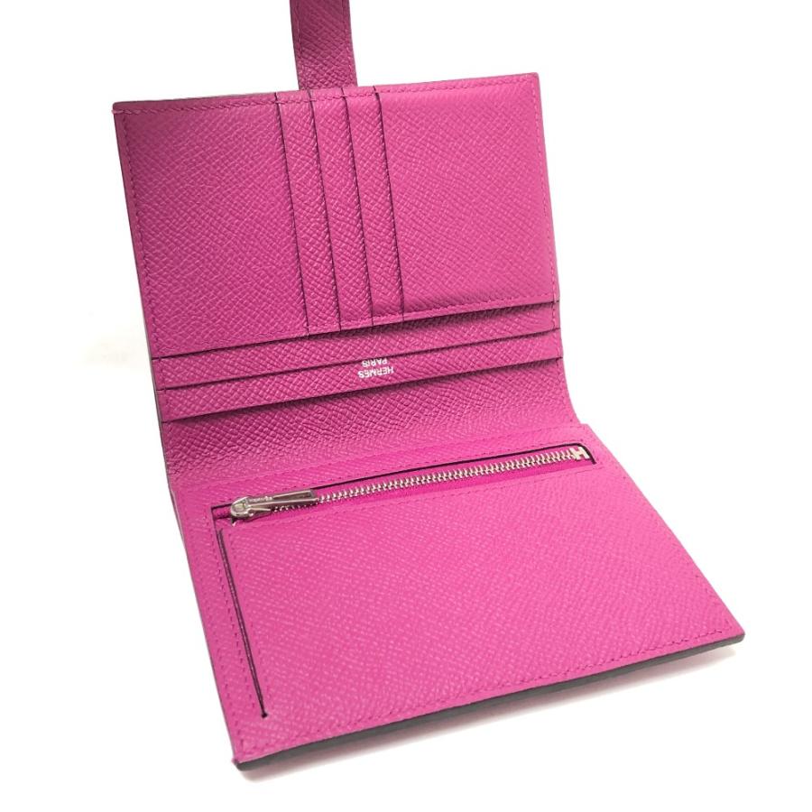 美品 HERMES エルメス ベアン コンパクト ウォレット H金具 2つ折り財布 ローズパープル パープル レディース【中古】の画像
