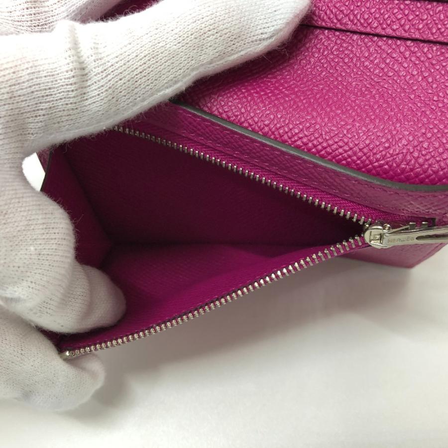 美品 HERMES エルメス ベアン コンパクト ウォレット H金具 2つ折り財布 ローズパープル パープル レディース【中古】の画像