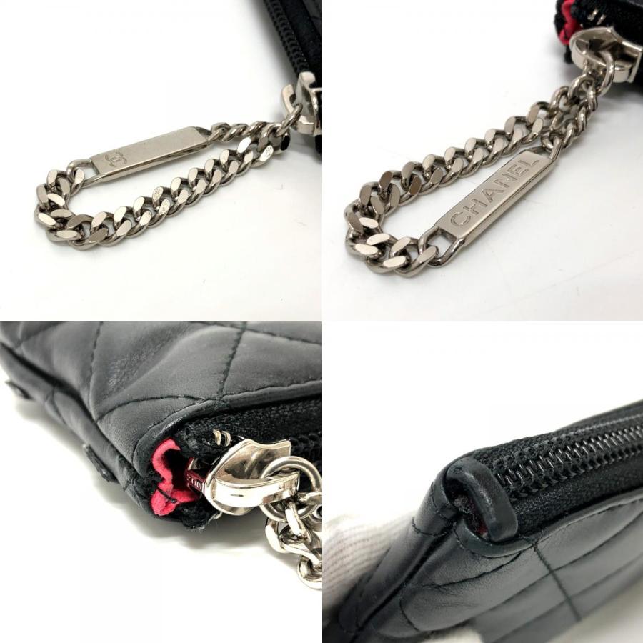 CHANEL シャネル CC ココマーク メイクポーチ カンボンライン ポーチ ブラック レディース【中古】 | CHANEL | 07