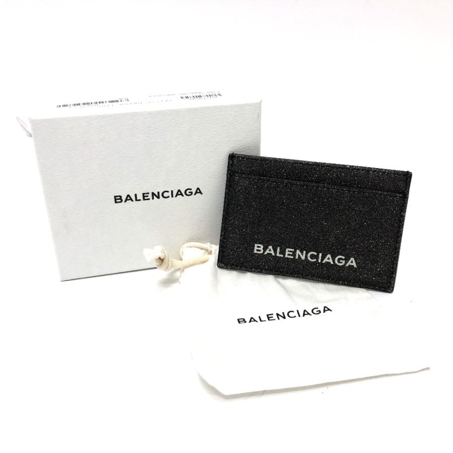 新品同様 BALENCIAGA バレンシアガ 392126 カードホルダー 名刺入れ ロゴ ラメ カードケース グレー レディース【中古】 | BALENCIAGA | 09