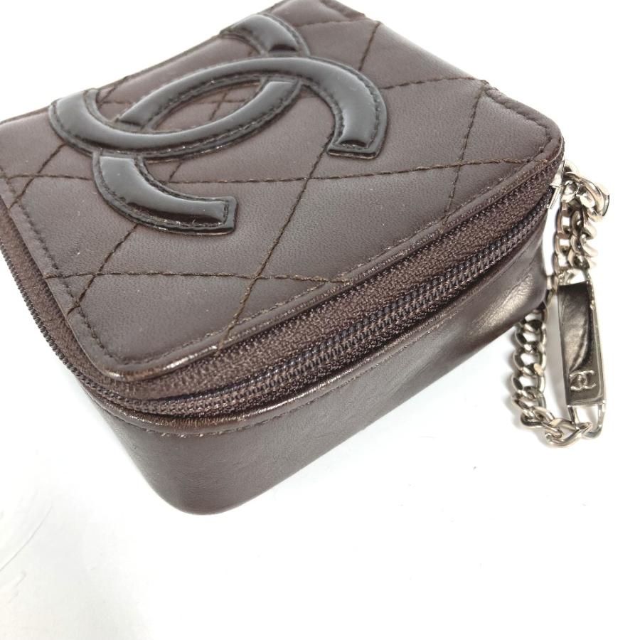 CHANEL シャネル CC ココマーク スクエア ミニ 小物入れ 小銭入れ 財布 カンボンライン ポーチ ブラウン レディース【中古】 | CHANEL | 01