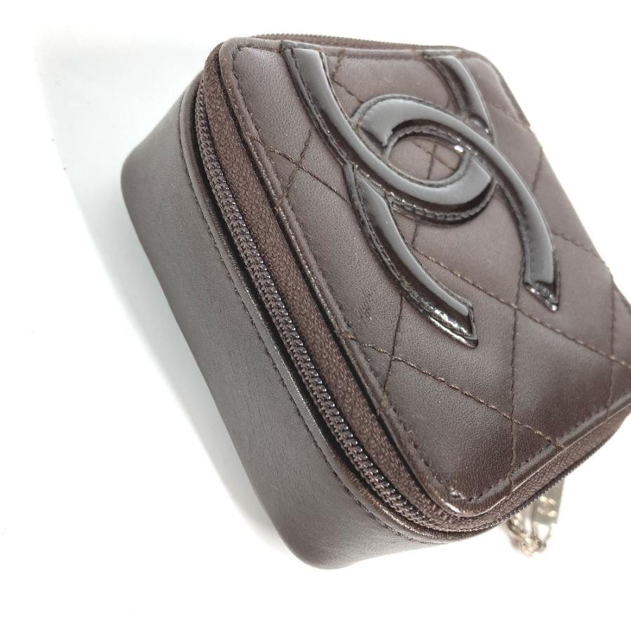 CHANEL シャネル CC ココマーク スクエア ミニ 小物入れ 小銭入れ 財布 カンボンライン ポーチ ブラウン レディース【中古】 | CHANEL | 02