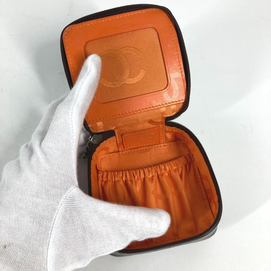 CHANEL シャネル CC ココマーク スクエア ミニ 小物入れ 小銭入れ 財布 カンボンライン ポーチ ブラウン レディース【中古】 | CHANEL | 08
