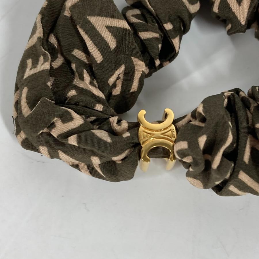 CELINE セリーヌ ロゴ ヘアアクセサリー ヘアゴム トリオンフ シュシュ カーキ レディース【中古】 | CELINE | 07