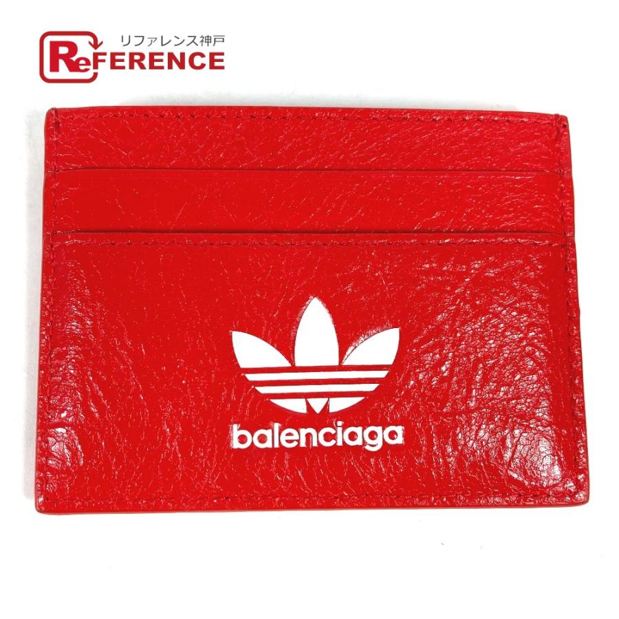 美品 BALENCIAGA バレンシアガ 721895 アディダス adidas コラボ 名刺入れ パスケース カードケース レッド メンズ【中古】 | BALENCIAGA