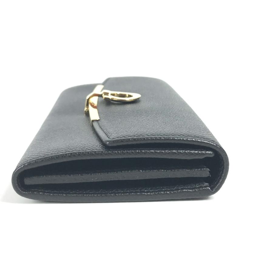 美品 Salvatore Ferragamo サルヴァトーレフェラガモ ガンチーニ ロングウォレット フラップ 長財布 ブラック レディース【中古】 |  | 02