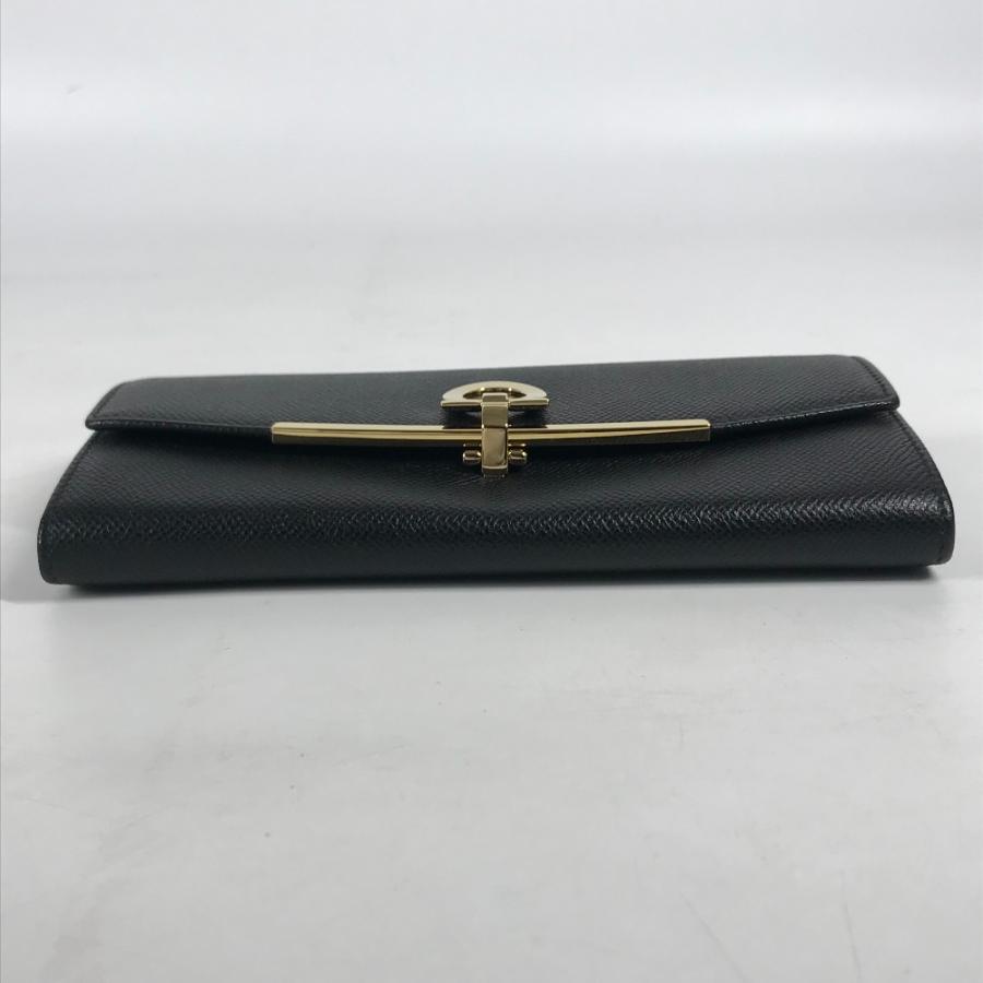 美品 Salvatore Ferragamo サルヴァトーレフェラガモ ガンチーニ ロングウォレット フラップ 長財布 ブラック レディース【中古】 |  | 06