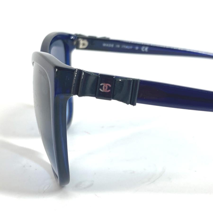 美品 CHANEL シャネル 5281-Q りぼん リボン 眼鏡 メガネ アイウェア CC ココマーク サングラス ネイビー レディース【中古】 | CHANEL | 05