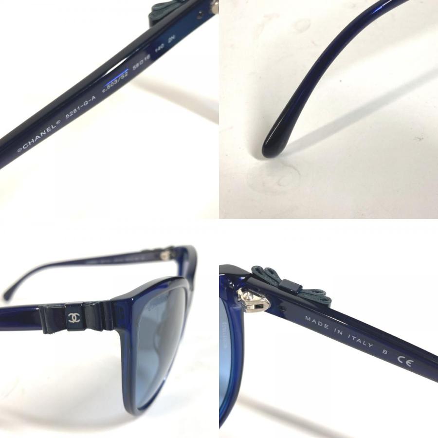 美品 CHANEL シャネル 5281-Q りぼん リボン 眼鏡 メガネ アイウェア CC ココマーク サングラス ネイビー レディース【中古】 | CHANEL | 08