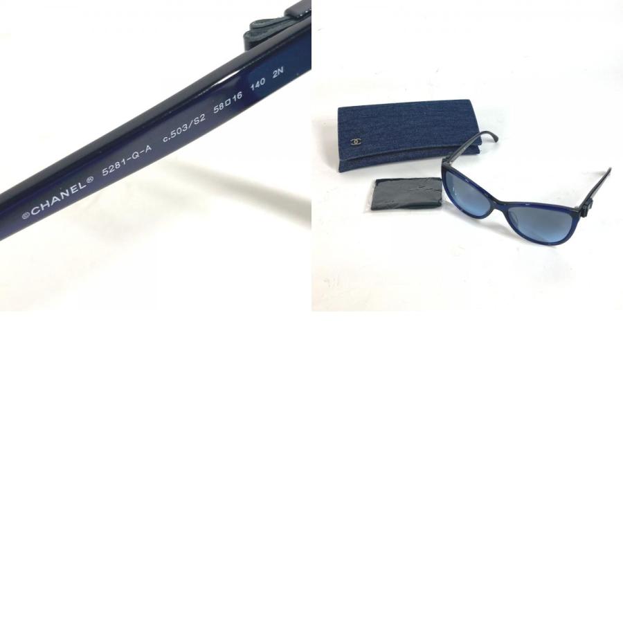 美品 CHANEL シャネル 5281-Q りぼん リボン 眼鏡 メガネ アイウェア CC ココマーク サングラス ネイビー レディース【中古】 | CHANEL | 09