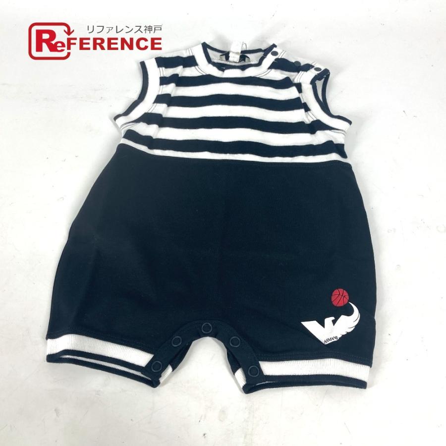 未使用 ARMANI アルマーニ ロンパース ボーダー ベビー 出産祝い トップスその他 ブラック キッズ【中古】 | ARMANI