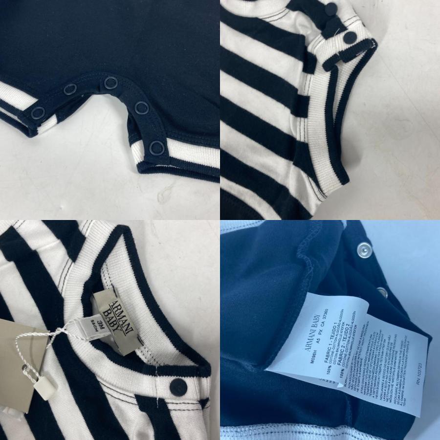 未使用 ARMANI アルマーニ ロンパース ボーダー ベビー 出産祝い トップスその他 ブラック キッズ【中古】 | ARMANI | 08
