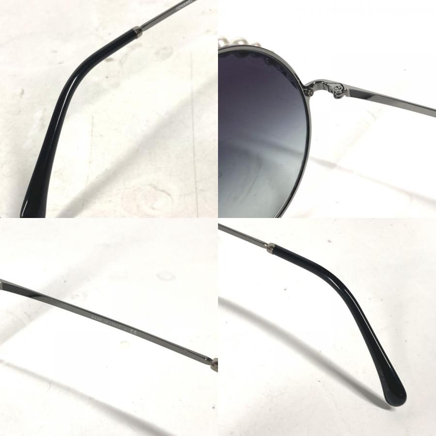 美品 CHANEL サングラス パール 4234-H ココマーク 丸型 ブラック CHANEL 美品 シャネル 4234-H CC ココマーク パール 眼鏡 メガネ