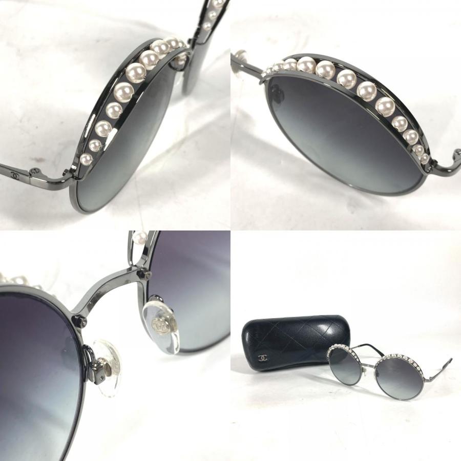美品 CHANEL サングラス パール 4234-H ココマーク 丸型 ブラック CHANEL 美品 シャネル 4234-H CC ココマーク パール 眼鏡 メガネ