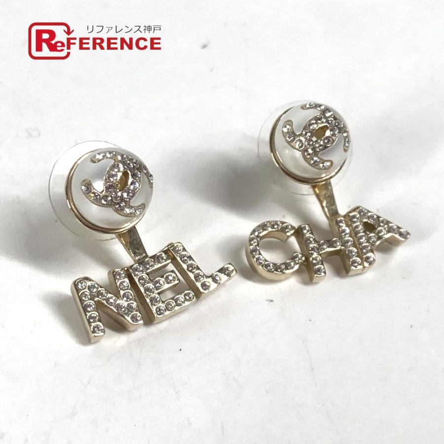 CHANEL シャネル CC ココマーク フェイクパール ラインストーン アクセサリー ロゴ A21A ピアス ホワイト ユニセックス【中古】 | CHANEL