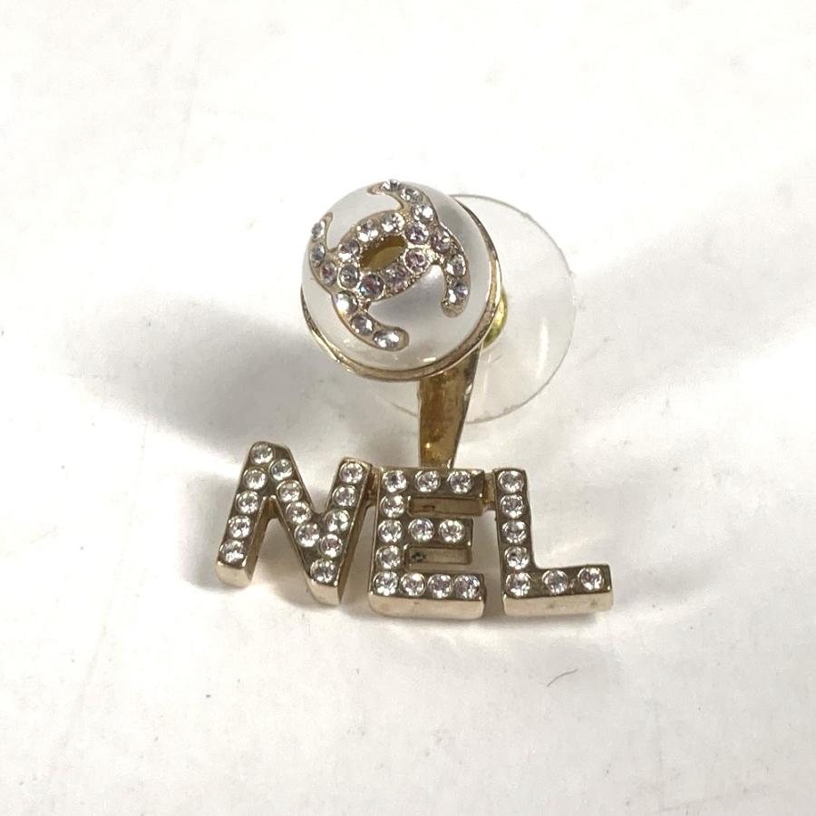 CHANEL シャネル CC ココマーク フェイクパール ラインストーン アクセサリー ロゴ A21A ピアス ホワイト ユニセックス【中古】 | CHANEL | 01