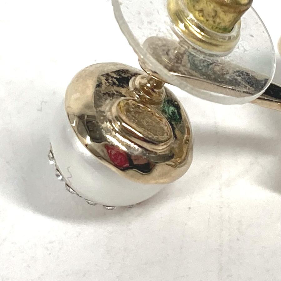 CHANEL シャネル CC ココマーク フェイクパール ラインストーン アクセサリー ロゴ A21A ピアス ホワイト ユニセックス【中古】 | CHANEL | 03