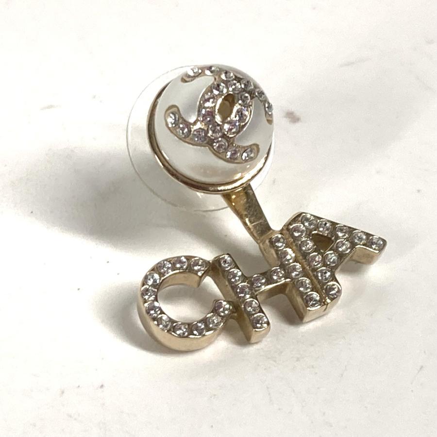 CHANEL シャネル CC ココマーク フェイクパール ラインストーン アクセサリー ロゴ A21A ピアス ホワイト ユニセックス【中古】 | CHANEL | 05
