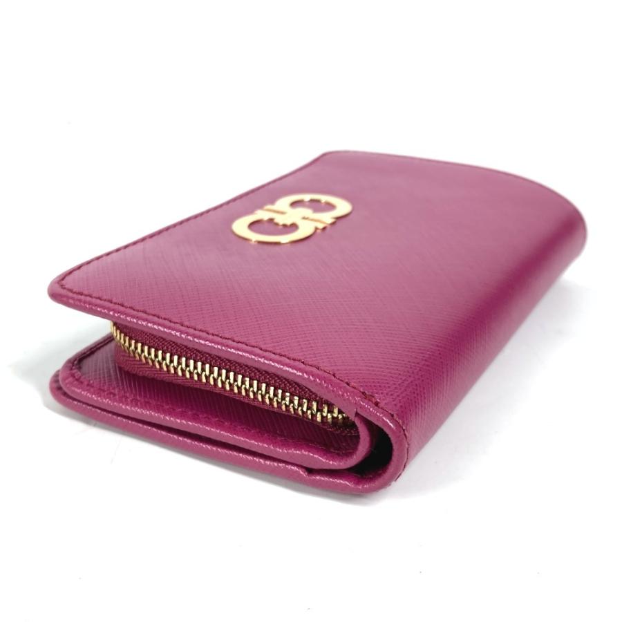 美品 Salvatore Ferragamo サルヴァトーレフェラガモ ロゴ ガンチーニ コンパクトウォレット 2つ折り財布 パープルピンク系【中古】 |  | 03