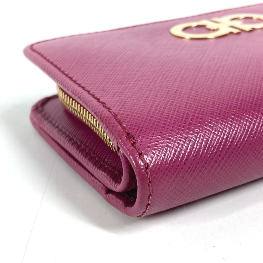 美品 Salvatore Ferragamo サルヴァトーレフェラガモ ロゴ ガンチーニ コンパクトウォレット 2つ折り財布 パープルピンク系【中古】 |  | 05