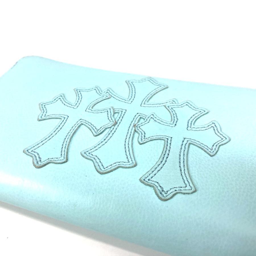 CHROME HEARTS クロムハーツ REC ZIP 3PTCH 3セメタリークロスパッチ ラウンドファスナー 長財布 ライトブルー ユニセックス【中古】 |  | 06