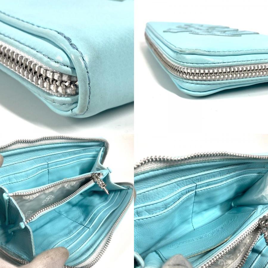 CHROME HEARTS クロムハーツ REC ZIP 3PTCH 3セメタリークロスパッチ ラウンドファスナー 長財布 ライトブルー ユニセックス【中古】 |  | 07