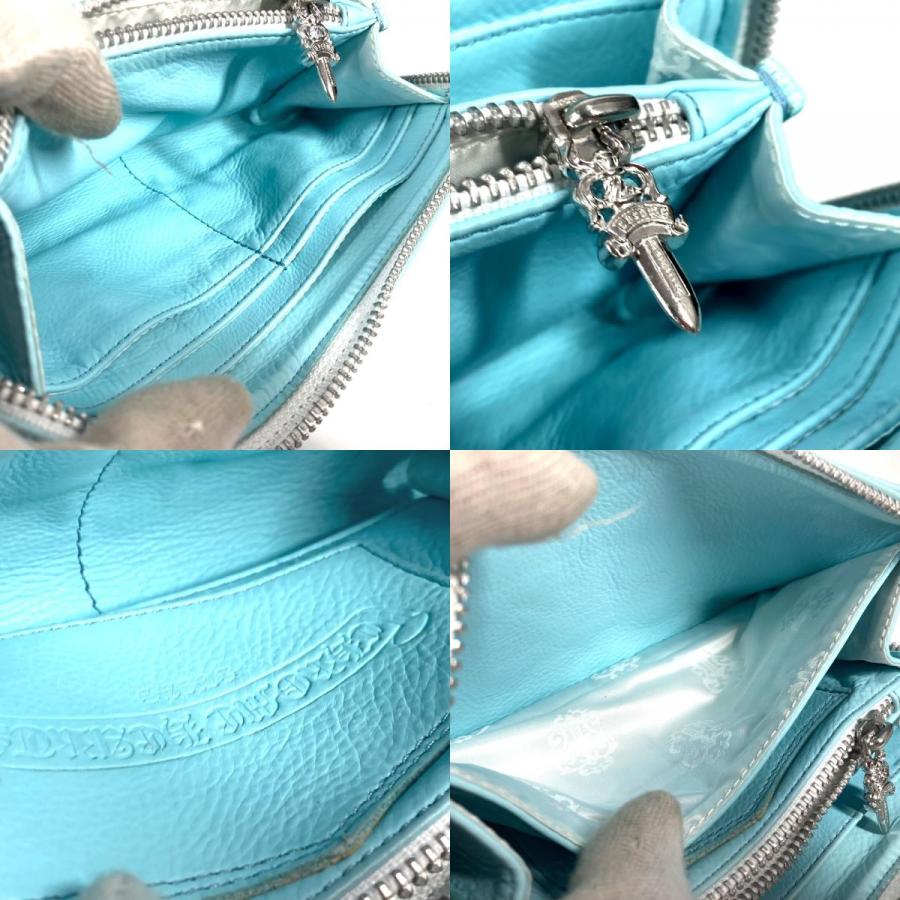 CHROME HEARTS クロムハーツ REC ZIP 3PTCH 3セメタリークロスパッチ ラウンドファスナー 長財布 ライトブルー ユニセックス【中古】 |  | 08