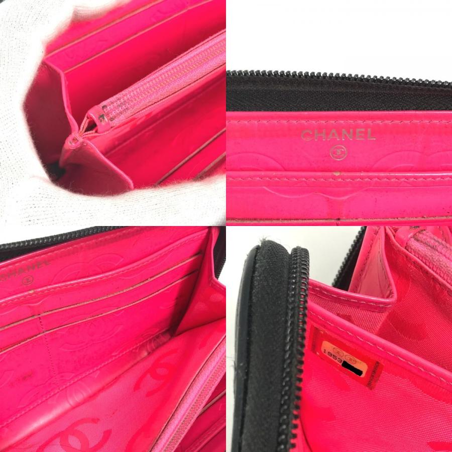 CHANEL シャネル A50078 CC ココマーク ロングウォレット ラウンドファスナー カンボンライン 長財布 ブラック レディース【中古】 | CHANEL | 08