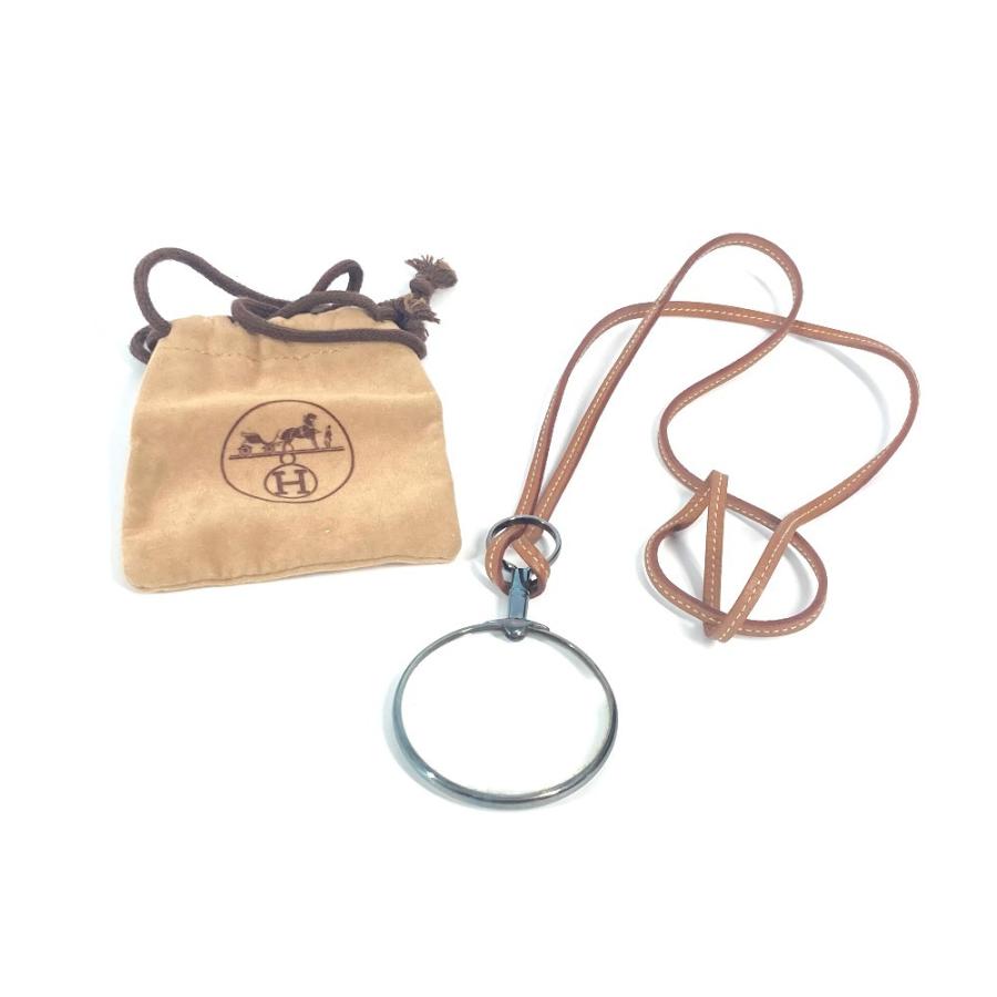 HERMES エルメス ルーペ アクセサリー 革紐 ネックレス ブラウン ユニセックス【中古】 | HERMES | 08