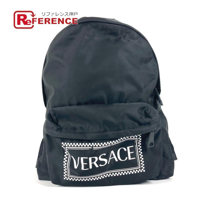VERSACE ヴェルサーチ ロゴ  カバン バッグパック リュックサック ブラック ユニセックス【中古】 | 