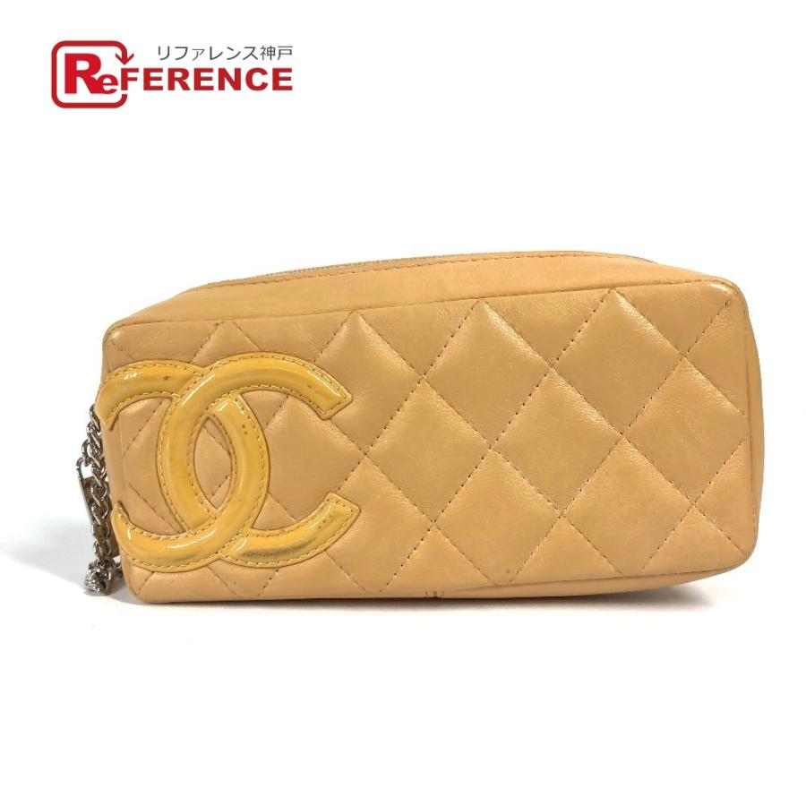 CHANEL シャネル CC ココマーク メイクポーチ 化粧ポーチ ペンケース  カンボンライン ポーチ ベージュ レディース【中古】 | CHANEL