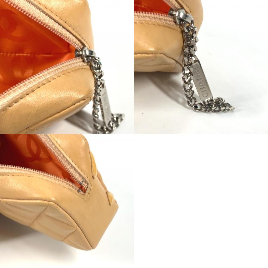 CHANEL シャネル CC ココマーク メイクポーチ 化粧ポーチ ペンケース  カンボンライン ポーチ ベージュ レディース【中古】 | CHANEL | 09