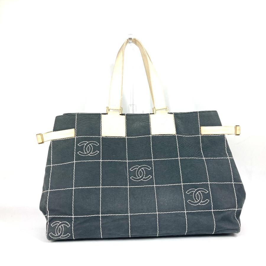 CHANEL シャネル CC ココマーク チョコバー ショルダーバッグ 肩掛け 横型 トートバッグ グレー レディース【中古】 | CHANEL | 01