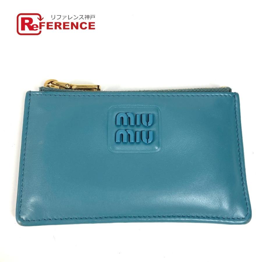 MIUMIU ミュウミュウ  5MB060 ロゴ 財布 小銭入れ  コインケース ブルー レディース【中古】 | miu miu
