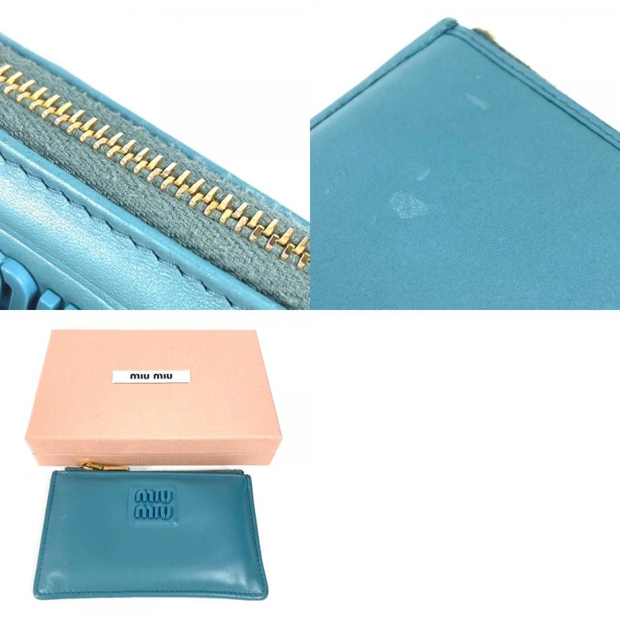 MIUMIU ミュウミュウ  5MB060 ロゴ 財布 小銭入れ  コインケース ブルー レディース【中古】 | miu miu | 09
